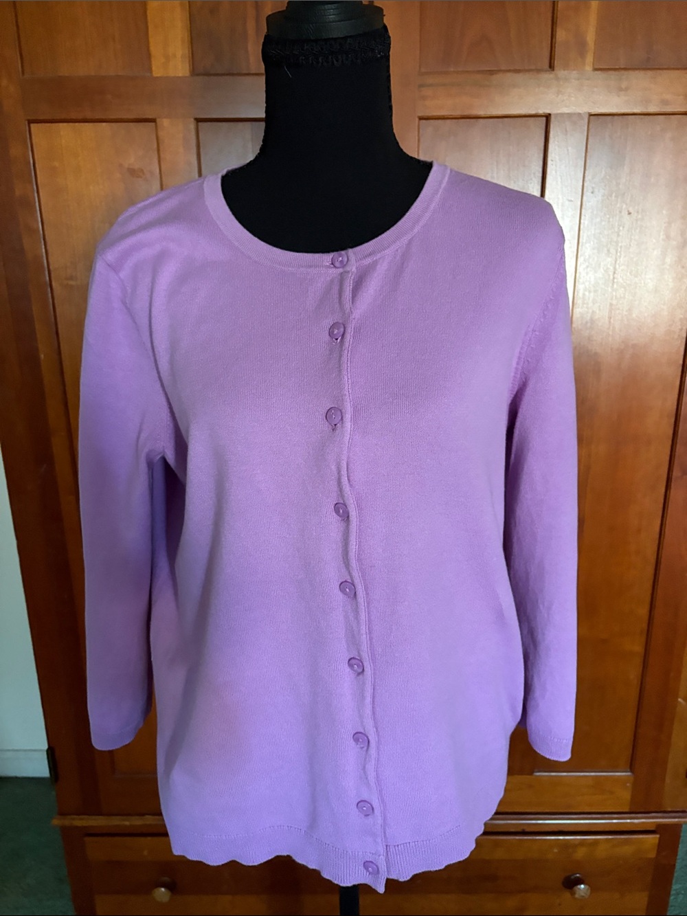 Talbots Lavender Button-Front Cardigan